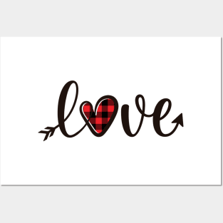 Love Red Buffalo Plaid Heart Arrow Gift Valentine's Day Shirt Posters and Art